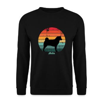 Retro Akita - Unisex Sweatshirt - black - Front - Alina (178cm) & Michal (187cm)