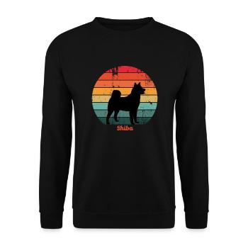 Retro Shiba Inu - Unisex Sweatshirt - black - Front - Alina (178cm) & Michal (187cm)