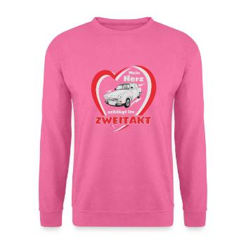 MEIN HERZ SCHLÄGT IM ZWEITAKT Trabi Rennpappe DDR - Unisex Pullover - Pink - Vorne