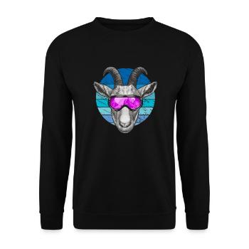 Lustige Ziege mit Skibrille - Unisex Pullover - Schwarz - Vorne - Alina (178cm) & Michal (187cm)