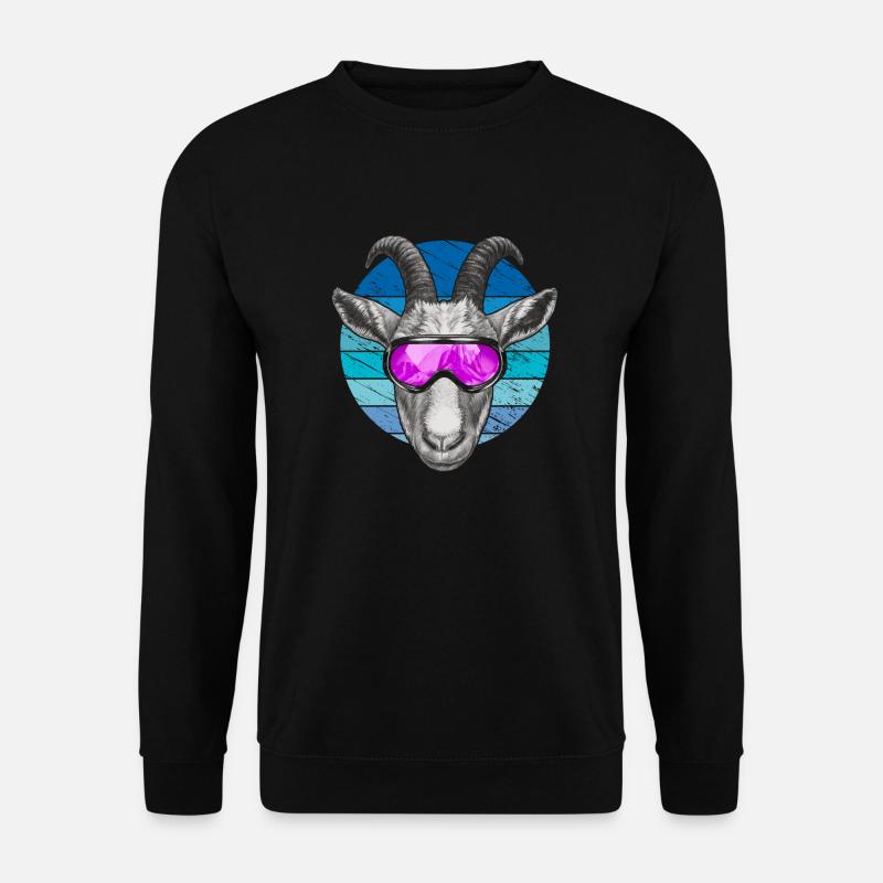 Funny goat with ski goggles - Unisex Sweatshirt - black