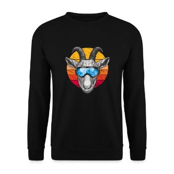 Lustige Ziege mit Skibrille - Unisex Pullover - Schwarz - Vorne - Alina (178cm) & Michal (187cm)