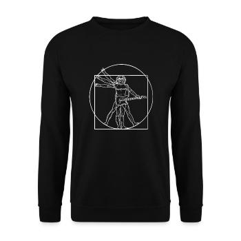 Rocker Da Vinci Gitarre Metal Hard Rock Fan - Unisex Pullover - Schwarz - Vorne - Alina (178cm) & Michal (187cm)