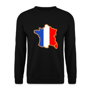 Karte von Frankreich flagge blau weiß rot - Unisex Pullover - Schwarz - Vorne - Alina (178cm) & Michal (187cm)