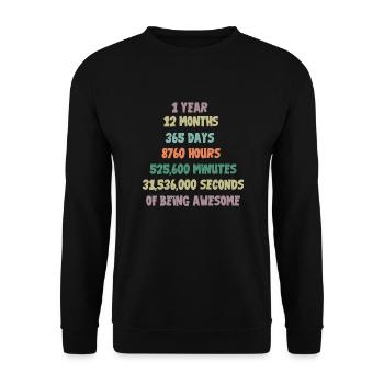 Geschenk zum 1. Geburtstag 1 Jahr - Unisex Pullover - Schwarz - Vorne - Alina (178cm) & Michal (187cm)