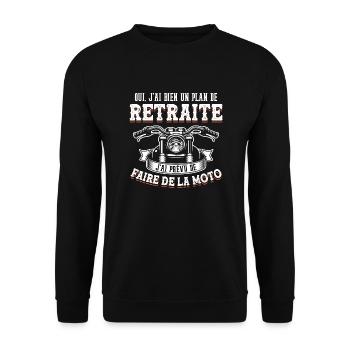 Mon Plan De Retraite C'est Faire De La Moto Motard - Sweat-shirt Unisexe - noir - Devant - Alina (178cm) & Michal (187cm)