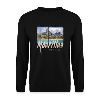 Mauritius Indischer Ozean Vintage Strand Souvenir - Unisex Pullover - Schwarz - Vorne - Alina (178cm) & Michal (187cm)