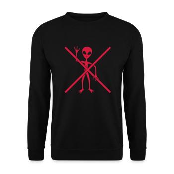 Schild Verboten außerirdischer Besucher - Unisex Pullover - Schwarz - Vorne - Alina (178cm) & Michal (187cm)