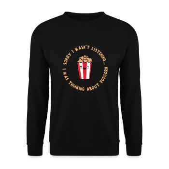 Penser à Popcorn Funny Quote Movies Popcorn - Sweat-shirt Unisexe - noir - Devant - Alina (178cm) & Michal (187cm)