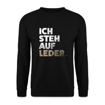 Ich steh auf Leder V2 - Unisex Pullover - Schwarz - Vorne - Alina (178cm) & Michal (187cm)