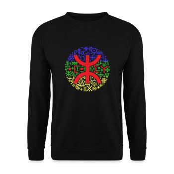 MOTIFS AMAZIGH BERBERE Z AMAZIGH DRAPEAU BERBERE - Sweat-shirt Unisexe - noir - Devant - Alina (178cm) & Michal (187cm)
