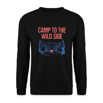 Camp to the Wild Side Camping Forest Camper Woods - Unisex Pullover - Schwarz - Vorne - Alina (178cm) & Michal (187cm)