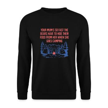 Your Mums So Fast Camping Mom Camper Mommy Funny - Unisex Pullover - Schwarz - Vorne - Alina (178cm) & Michal (187cm)