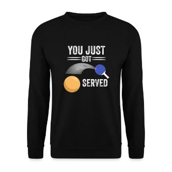 tu viens d'être servi idée cadeau ping pong - Sweat-shirt Unisexe - noir - Devant - Alina (178cm) & Michal (187cm)