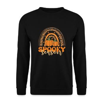 Rainbow pumpkin Spooky Season retro design - Unisex Sweatshirt - black - Front - Alina (178cm) & Michal (187cm)
