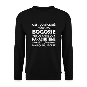 bogosse et parachutisme - Sweat-shirt Unisexe - noir - Devant - Alina (178cm) & Michal (187cm)