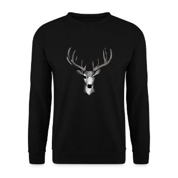 Deer head in autumn Deer antlers Buck Fawn - Unisex Sweatshirt - black - Front - Alina (178cm) & Michal (187cm)