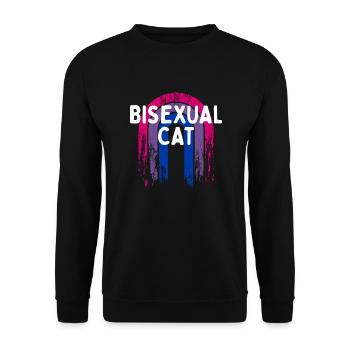 Bisexual Cat Bi LGBTQ Bi Pride LGBT Funny Animal - Unisex Pullover - Schwarz - Vorne - Alina (178cm) & Michal (187cm)