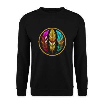 Emblem der 3 Federn - Unisex Pullover - Schwarz - Vorne - Alina (178cm) & Michal (187cm)