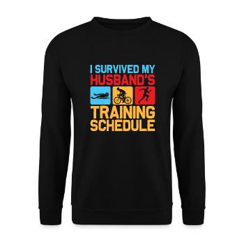 J’ai survécu au programme d’entraînement de mon mari Tri Tri - Sweat-shirt Unisexe - noir - Devant - Alina (178cm) & Michal (187cm)