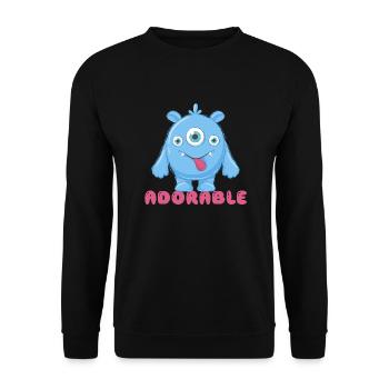 Adorable little cheerful monster. Funny gift idea. - Unisex Sweatshirt - black - Front - Alina (178cm) & Michal (187cm)