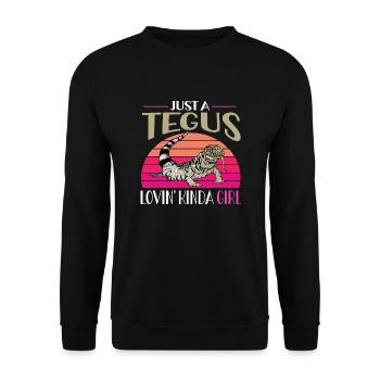 Tegu Eidechse Reptil Herpetologe - Unisex Pullover - Schwarz - Vorne - Alina (178cm) & Michal (187cm)