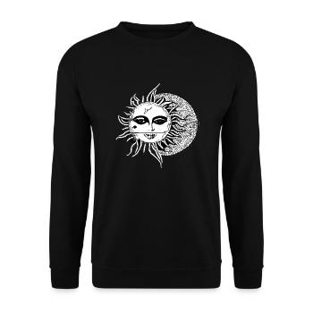 Sun Moon Mosaic Astrology mystical symbol 04 - Unisex Sweatshirt - black - Front - Alina (178cm) & Michal (187cm)