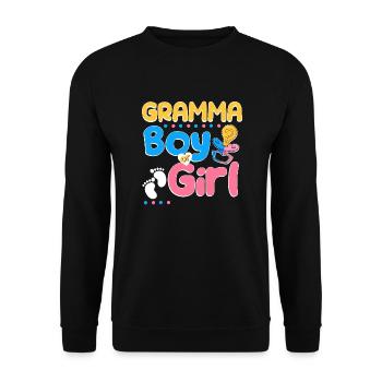 Pink or Blue Gramma Loves You Best Grandma Ever - Unisex Pullover - Schwarz - Vorne - Alina (178cm) & Michal (187cm)