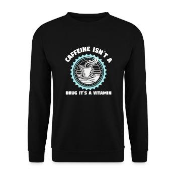 KOFFEIN IST KEINE DROGE, SONDERN EIN VITAMIN - Unisex Pullover - Schwarz - Vorne - Alina (178cm) & Michal (187cm)