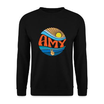 Amy Shirt Vintage Sunset Amy Groovy Tie Dye - Unisex Sweatshirt - black - Front - Alina (178cm) & Michal (187cm)