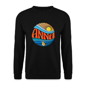 Anna Shirt Vintage Sunset Anna Groovy Tie Dye - Unisex Sweatshirt - black - Front - Alina (178cm) & Michal (187cm)