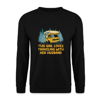 This Girl Loves Traveling With Her Husband - Unisex Sweatshirt - black - Front - Alina (178cm) & Michal (187cm)