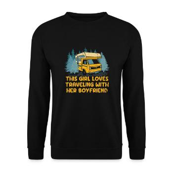 This Girl Loves Traveling With Her Boyfriend - Unisex Sweatshirt - black - Front - Alina (178cm) & Michal (187cm)