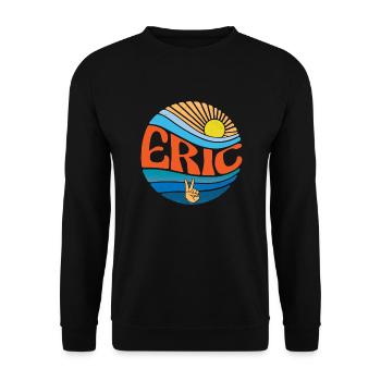 Eric Shirt Vintage Sunset Eric Groovy Tie Dye - Unisex Pullover - Schwarz - Vorne - Alina (178cm) & Michal (187cm)
