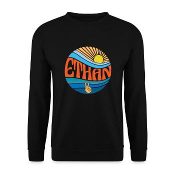 Ethan Hemd Vintage Sunset Ethan Groovy Tie Dye - Unisex Pullover - Schwarz - Vorne - Alina (178cm) & Michal (187cm)