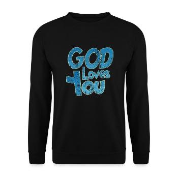 God loves you - Unisex Sweatshirt - black - Front - Alina (178cm) & Michal (187cm)