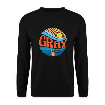 Chemise grise vintage coucher de soleil gris cravate groovy teinture - Sweat-shirt Unisexe - noir - Devant - Alina (178cm) & Michal (187cm)