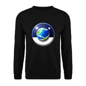 3d Cartoon Darstellung des Planeten Erde 12 - Unisex Pullover - Schwarz - Vorne - Alina (178cm) & Michal (187cm)