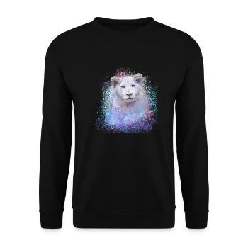 Lion,Tête de Lion,Graffiti,Coloré,Lion blanc,Graffiti - Sweat-shirt Unisexe - noir - Devant - Alina (178cm) & Michal (187cm)