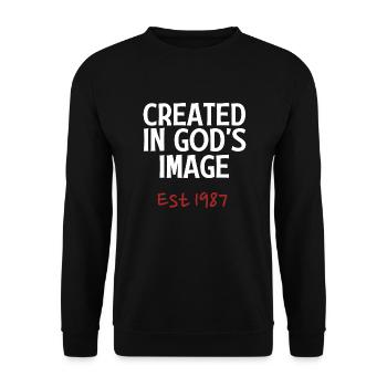 Créé à l’image de Dieu en 1987 - Sweat-shirt Unisexe - noir - Devant - Alina (178cm) & Michal (187cm)