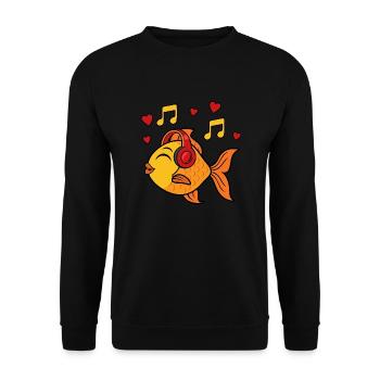 Cute Goldfish Music Notes Musician Fish - Unisex Sweatshirt - black - Front - Alina (178cm) & Michal (187cm)
