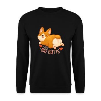 Big Butts Corgi Dog Essential T Shirt - Unisex Sweatshirt - black - Front - Alina (178cm) & Michal (187cm)