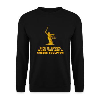 Sculpteur de fromage - gouda, fromage cottage, - Sweat-shirt Unisexe - noir - Devant - Alina (178cm) & Michal (187cm)