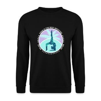 Yoga Ist Die Beste Medizin Relax Sport Palme - Unisex Pullover - Schwarz - Vorne - Alina (178cm) & Michal (187cm)