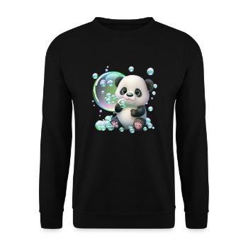 Bébé panda ludique et mignon avec des bulles de savon - Sweat-shirt Unisexe - noir - Devant - Alina (178cm) & Michal (187cm)