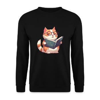 Livres Lecture Chat domestique Chat Chat Livre Chaton - Sweat-shirt Unisexe - noir - Devant - Alina (178cm) & Michal (187cm)