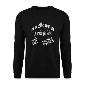 Ma recette pour une journée parfaite café musique - Sweat-shirt Unisexe - noir - Devant - Alina (178cm) & Michal (187cm)