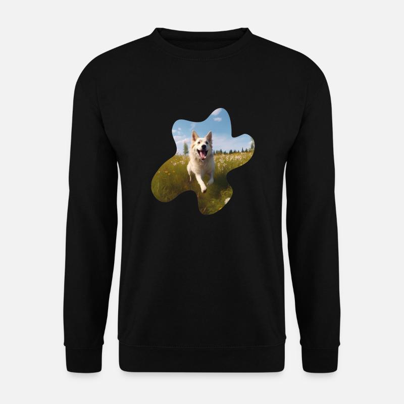 weißer Schäferhund auf Wiese - Unisex Pullover - Schwarz