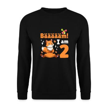 2. Geburtstag Fuchs Geburtstagsfeier 2 Jahre alt - Unisex Pullover - Schwarz - Vorne - Alina (178cm) & Michal (187cm)