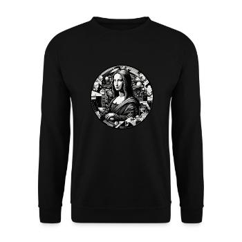Lächeln einer mysteriösen Schönheit - künstlerischer Druck - Unisex Pullover - Schwarz - Vorne - Alina (178cm) & Michal (187cm)